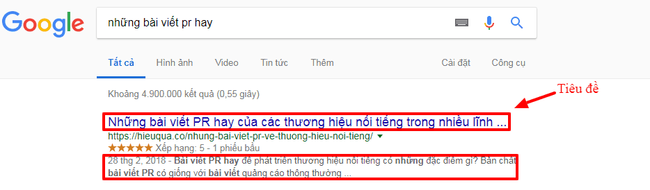 Tiêu đề bài viết SEO