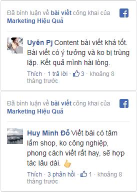 Nhận xét về dịch vụ viết bài cho website