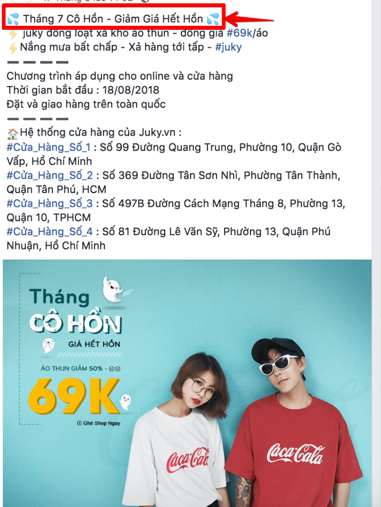 Cách viết bài giảm giá facebook
