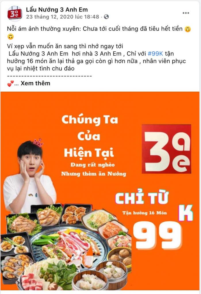 Mẫu content giảm giá đồ ăn
