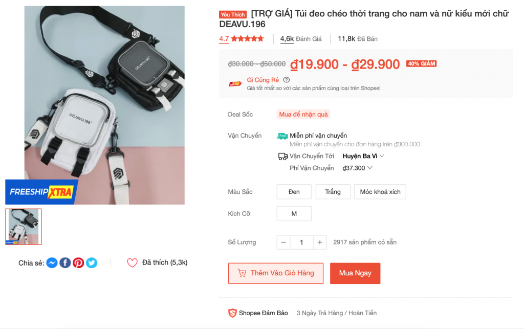 Tiêu đề sản phẩm trên Shopee