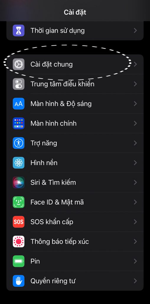 Vào cài đặt trên phone